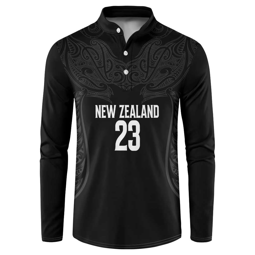 New Zealand Basketball Ta Moko Tribal Custom Button Sweatshirt LT03 Black - Polynesian Pride
