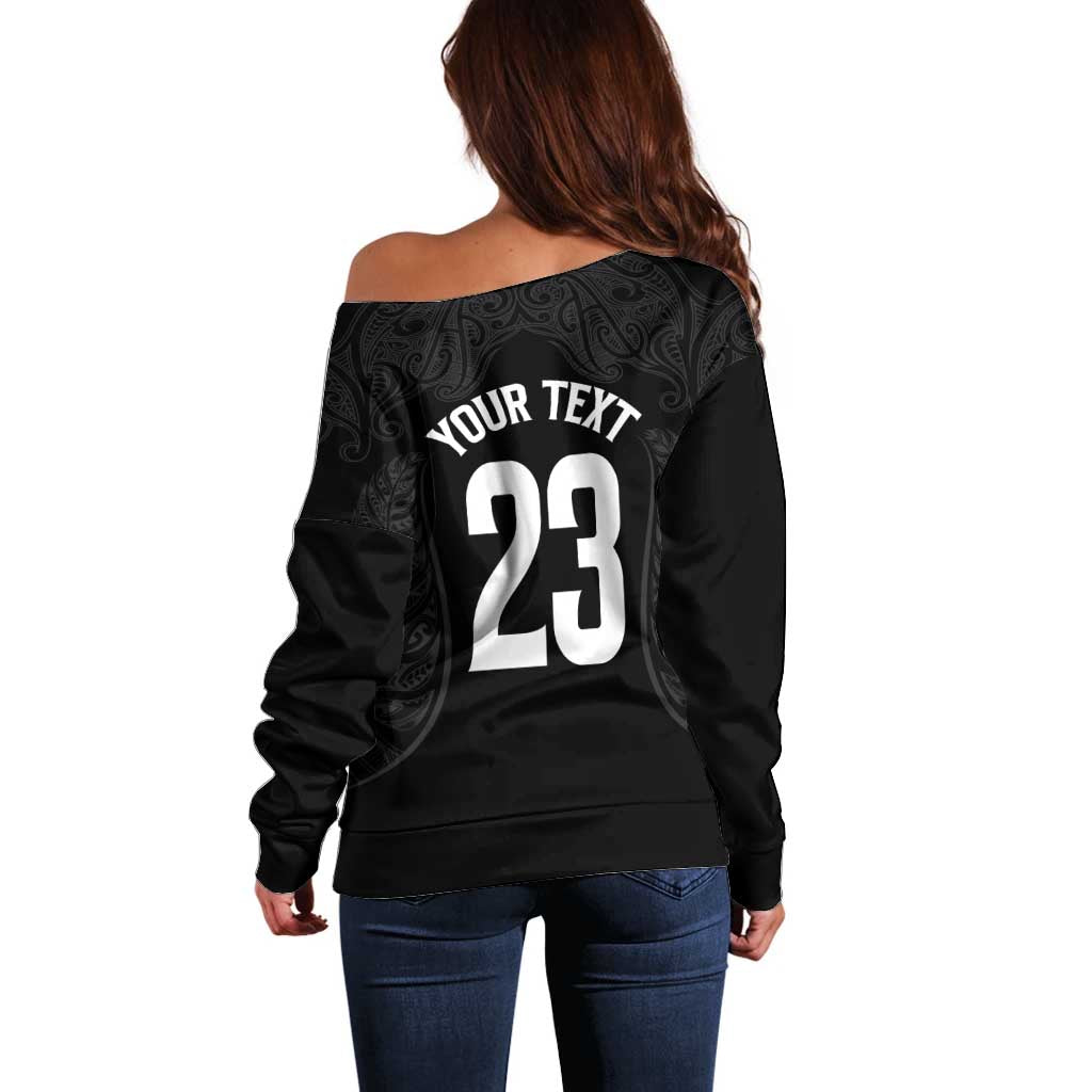 New Zealand Basketball Ta Moko Tribal Custom Off Shoulder Sweater LT03 - Polynesian Pride