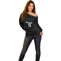 New Zealand Basketball Ta Moko Tribal Custom Off Shoulder Sweater LT03 - Polynesian Pride