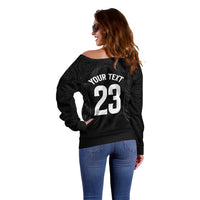 New Zealand Basketball Ta Moko Tribal Custom Off Shoulder Sweater LT03 - Polynesian Pride