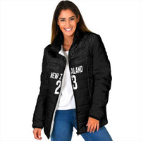 New Zealand Basketball Ta Moko Tribal Custom Padded Jacket LT03 Women Black - Polynesian Pride