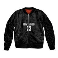 New Zealand Basketball Ta Moko Tribal Custom Sleeve Zip Bomber Jacket LT03 Unisex Black - Polynesian Pride