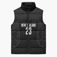 New Zealand Basketball Ta Moko Tribal Custom Sleeveless Puffer Jacket