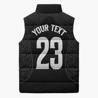 New Zealand Basketball Ta Moko Tribal Custom Sleeveless Puffer Jacket