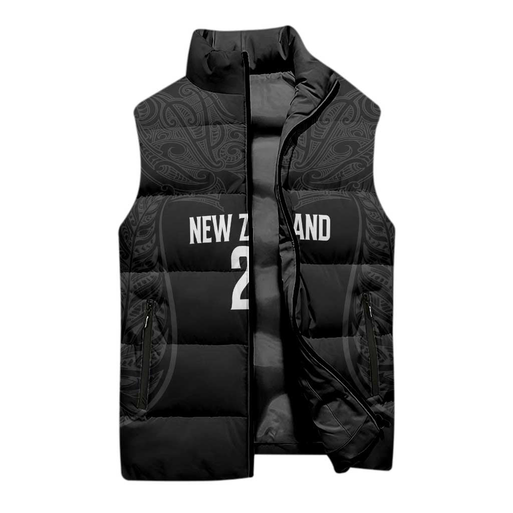 New Zealand Basketball Ta Moko Tribal Custom Sleeveless Puffer Jacket