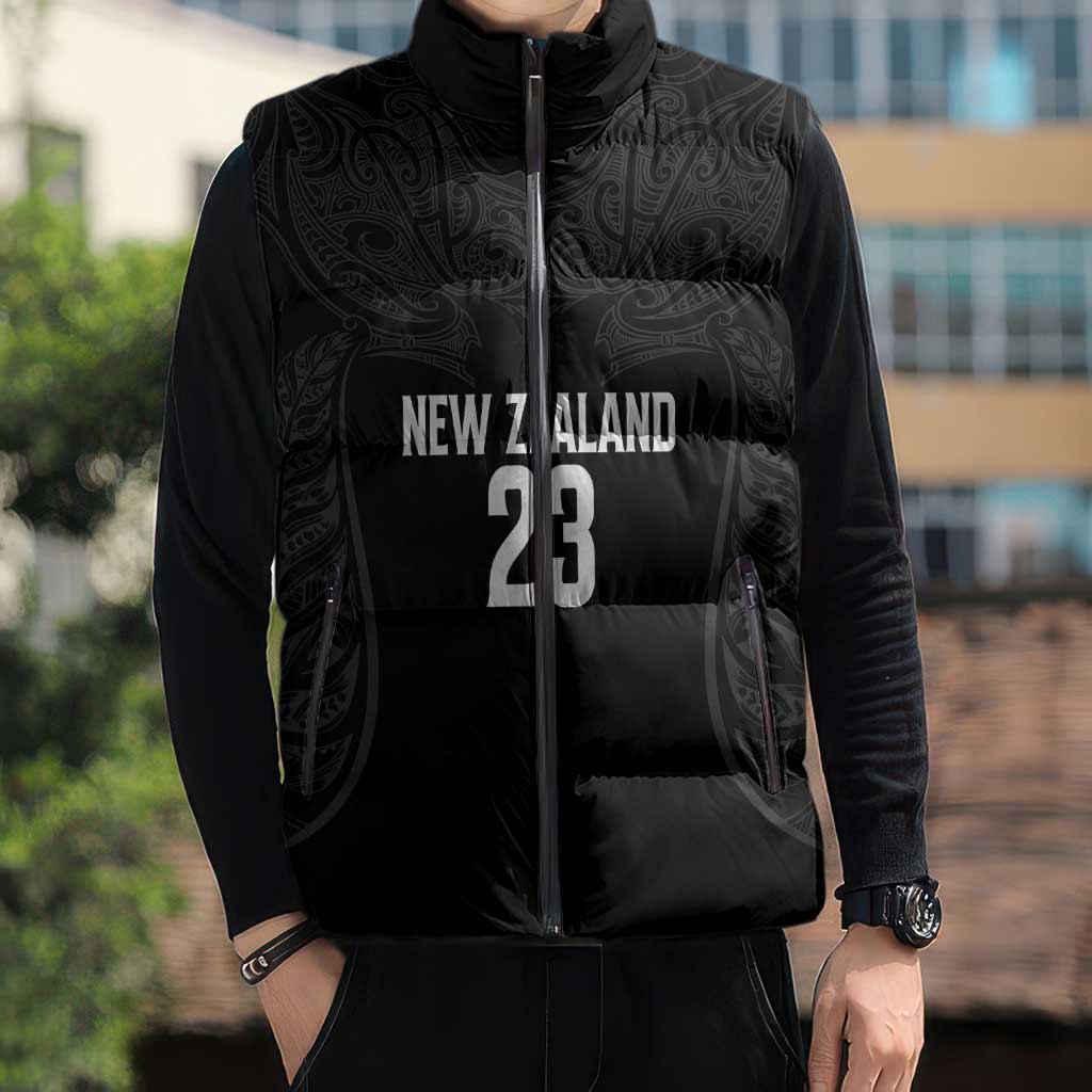 New Zealand Basketball Ta Moko Tribal Custom Sleeveless Puffer Jacket