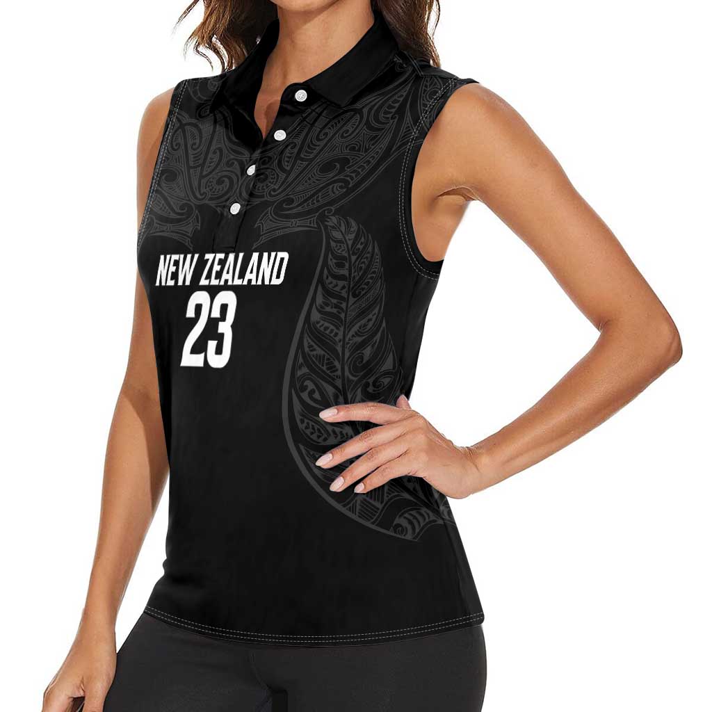 New Zealand Basketball Ta Moko Tribal Custom Women Sleeveless Polo Shirt