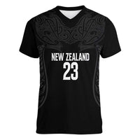 New Zealand Basketball Ta Moko Tribal Custom Women V-Neck T-Shirt