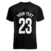 New Zealand Basketball Ta Moko Tribal Custom Women V-Neck T-Shirt