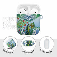 Aotearoa New Zealand Natural Plants AirPods Case Pohutukawa with Silver Ferns Koru Frond Maori Tattoos