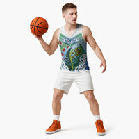 Aotearoa New Zealand Natural Plants Basketball Jersey Pohutukawa with Silver Ferns Koru Frond Maori Tattoos