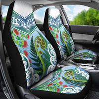 Aotearoa New Zealand Natural Plants Car Seat Cover Pohutukawa with Silver Ferns Koru Frond Maori Tattoos