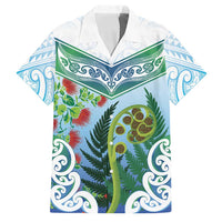 Aotearoa New Zealand Natural Plants Family Matching Puletasi and Hawaiian Shirt Pohutukawa with Silver Ferns Koru Frond Maori Tattoos