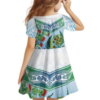 Aotearoa New Zealand Natural Plants Family Matching Summer Maxi Dress and Hawaiian Shirt Pohutukawa with Silver Ferns Koru Frond Maori Tattoos