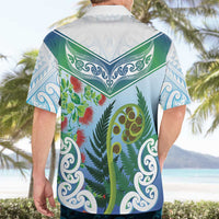 Aotearoa New Zealand Natural Plants Hawaiian Shirt Pohutukawa with Silver Ferns Koru Frond Maori Tattoos