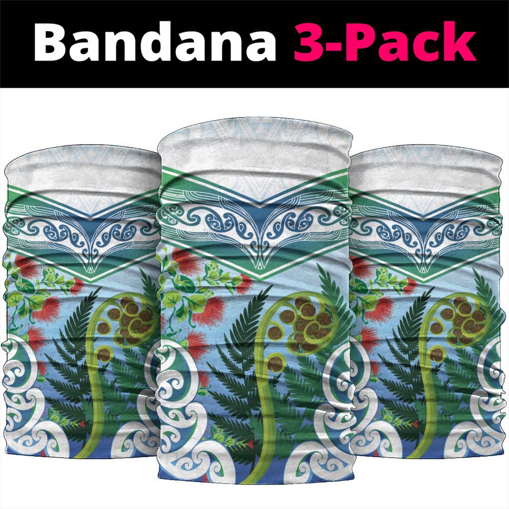 Aotearoa New Zealand Natural Plants Neck Gaiter Pohutukawa with Silver Ferns Koru Frond Maori Tattoos LT03 package One Size: 25*50cm Multicolor - Polynesian Pride