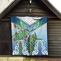 Aotearoa New Zealand Natural Plants Quilt Pohutukawa with Silver Ferns Koru Frond Maori Tattoos