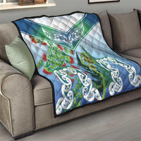 Aotearoa New Zealand Natural Plants Quilt Pohutukawa with Silver Ferns Koru Frond Maori Tattoos