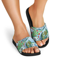 Aotearoa New Zealand Natural Plants Slide Sandals Pohutukawa with Silver Ferns Koru Frond Maori Tattoos