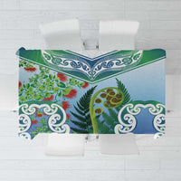 Aotearoa New Zealand Natural Plants Tablecloth Pohutukawa with Silver Ferns Koru Frond Maori Tattoos