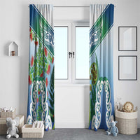 Aotearoa New Zealand Natural Plants Window Curtain Pohutukawa with Silver Ferns Koru Frond Maori Tattoos