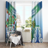 Aotearoa New Zealand Natural Plants Window Curtain Pohutukawa with Silver Ferns Koru Frond Maori Tattoos