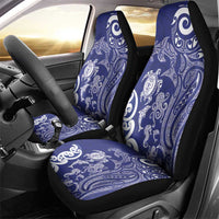 New Zealand Sea Animals with Maori Tribal Tattoo Car Seat Cover Blue Color
