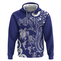 New Zealand Sea Animals with Maori Tribal Tattoo Hoodie Blue Color