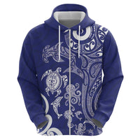 New Zealand Sea Animals with Maori Tribal Tattoo Hoodie Blue Color