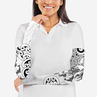 New Zealand Sea Animals with Maori Tribal Tattoo Arm Sleeves White Color