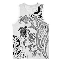 New Zealand Sea Animals with Maori Tribal Tattoo Basketball Jersey White Color