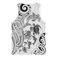 New Zealand Sea Animals with Maori Tribal Tattoo Basketball Jersey White Color