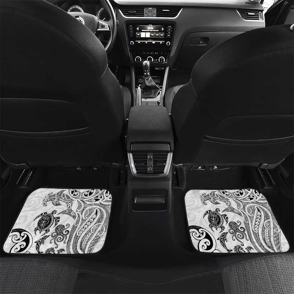 New Zealand Sea Animals with Maori Tribal Tattoo Car Mats White Color