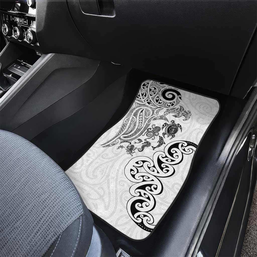 New Zealand Sea Animals with Maori Tribal Tattoo Car Mats White Color