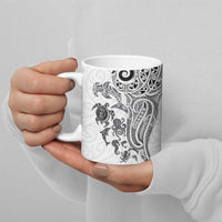 New Zealand Sea Animals with Maori Tribal Tattoo Ceramic Mug White Color