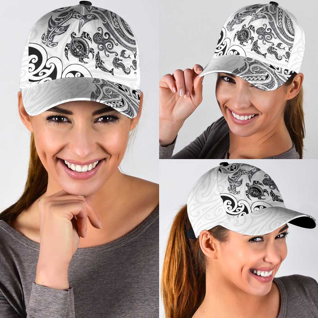 New Zealand Sea Animals with Maori Tribal Tattoo Classic Cap White Color LT03 - Polynesian Pride