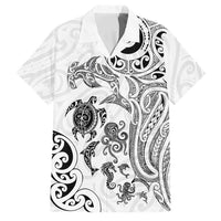 New Zealand Sea Animals with Maori Tribal Tattoo Family Matching Puletasi and Hawaiian Shirt White Color