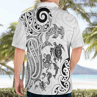 New Zealand Sea Animals with Maori Tribal Tattoo Hawaiian Shirt White Color