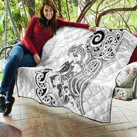 New Zealand Sea Animals with Maori Tribal Tattoo Quilt White Color