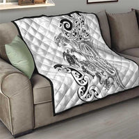 New Zealand Sea Animals with Maori Tribal Tattoo Quilt White Color