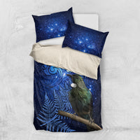 New Zealand Tui Bird Matariki Bedding Set Maori New Year with Galaxy Fern