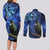 New Zealand Tui Bird Matariki Couples Matching Long Sleeve Bodycon Dress and Long Sleeve Button Shirt Maori New Year with Galaxy Fern