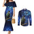 New Zealand Tui Bird Matariki Couples Matching Mermaid Dress and Long Sleeve Button Shirt Maori New Year with Galaxy Fern