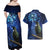 New Zealand Tui Bird Matariki Couples Matching Off Shoulder Maxi Dress and Hawaiian Shirt Maori New Year with Galaxy Fern