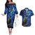 New Zealand Tui Bird Matariki Couples Matching Off The Shoulder Long Sleeve Dress and Hawaiian Shirt Maori New Year with Galaxy Fern