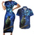 New Zealand Tui Bird Matariki Couples Matching Short Sleeve Bodycon Dress and Hawaiian Shirt Maori New Year with Galaxy Fern