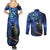 New Zealand Tui Bird Matariki Couples Matching Summer Maxi Dress and Long Sleeve Button Shirt Maori New Year with Galaxy Fern