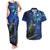 New Zealand Tui Bird Matariki Couples Matching Tank Maxi Dress and Hawaiian Shirt Maori New Year with Galaxy Fern