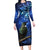 New Zealand Tui Bird Matariki Family Matching Long Sleeve Bodycon Dress and Hawaiian Shirt Maori New Year with Galaxy Fern