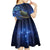 New Zealand Tui Bird Matariki Kid Short Sleeve Dress Maori New Year with Galaxy Fern